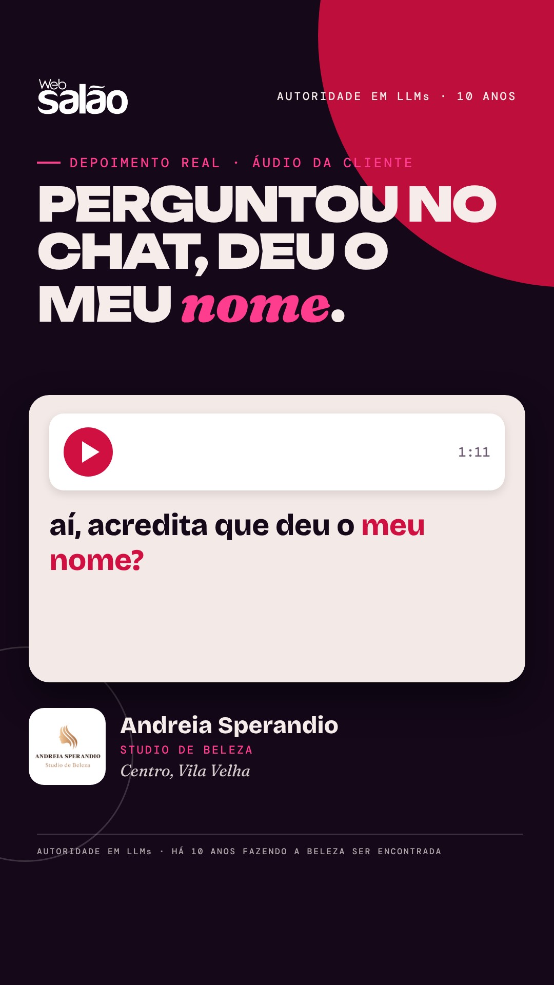 Depoimento em vídeo de Andreia Sperandio, Centro, Vila Velha