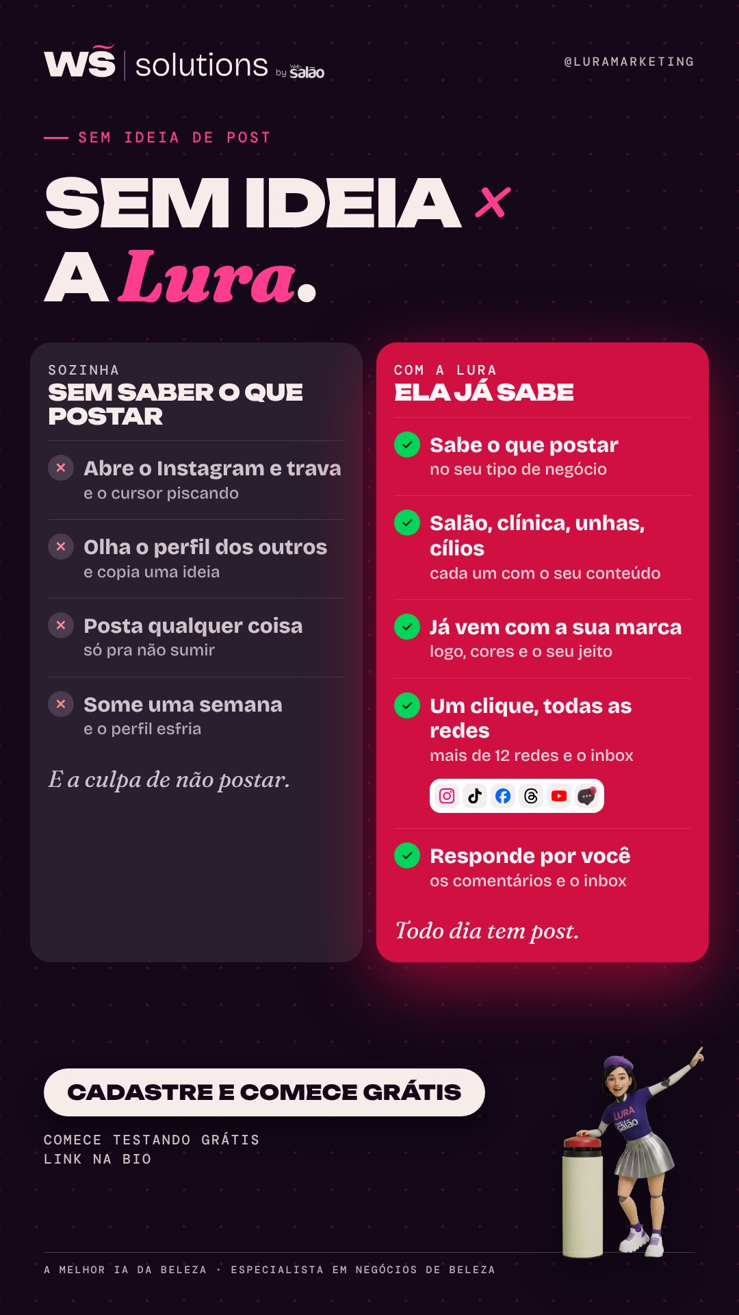 Sem ideias para publicar × a Lura